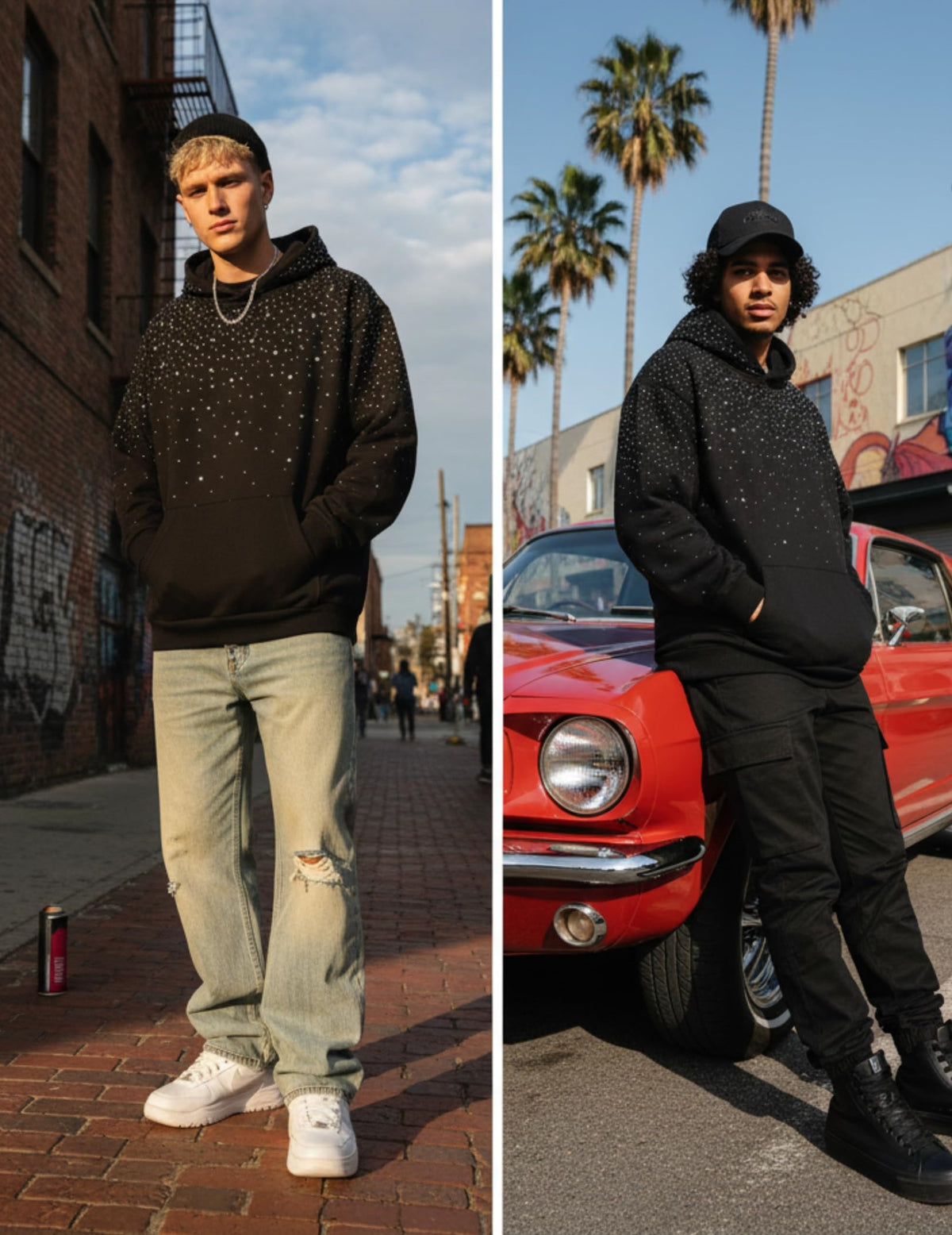Rhinestone-embellished hoodie – Modalmellow