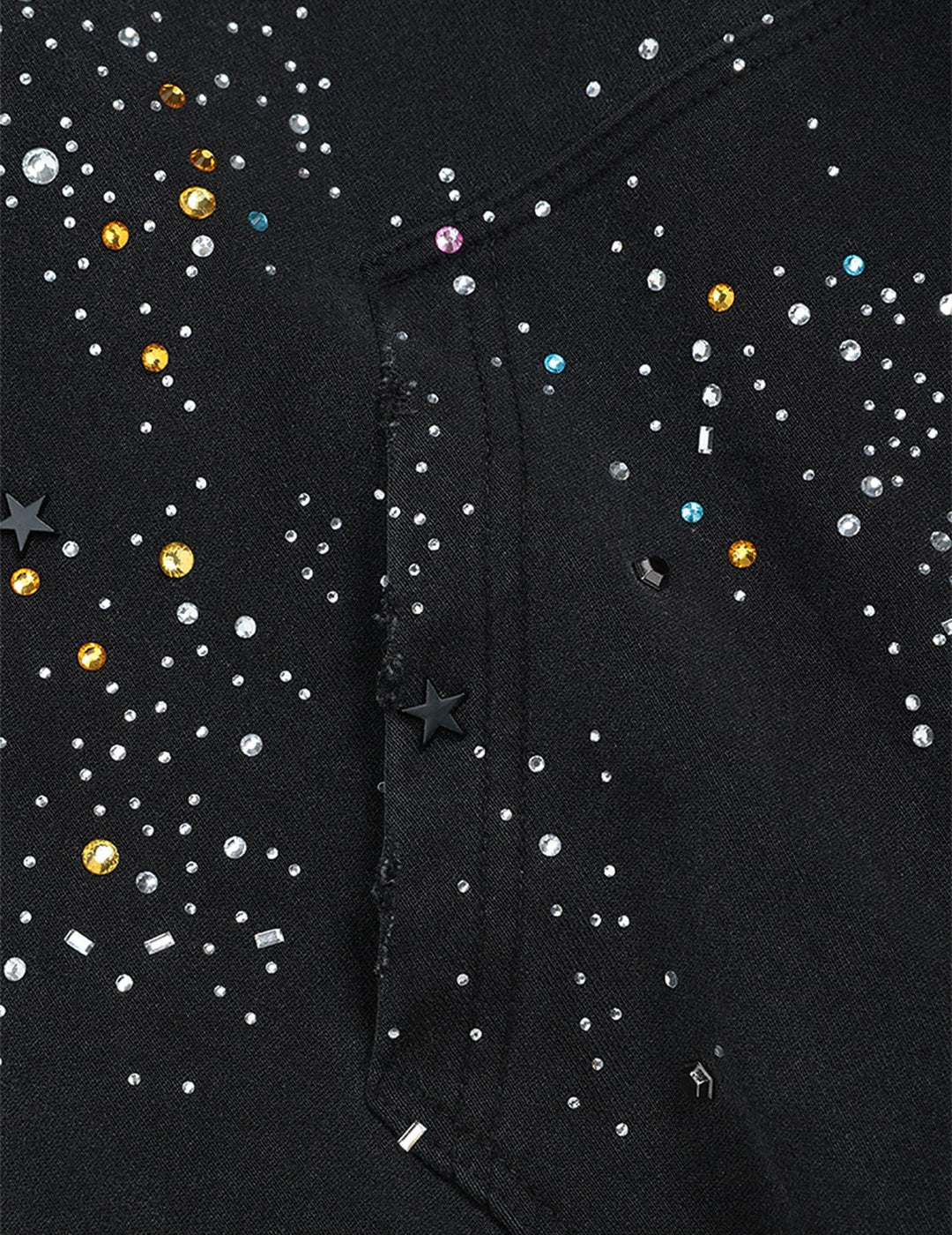 Unisex vintage-washed full-zip rhinestone hoodie