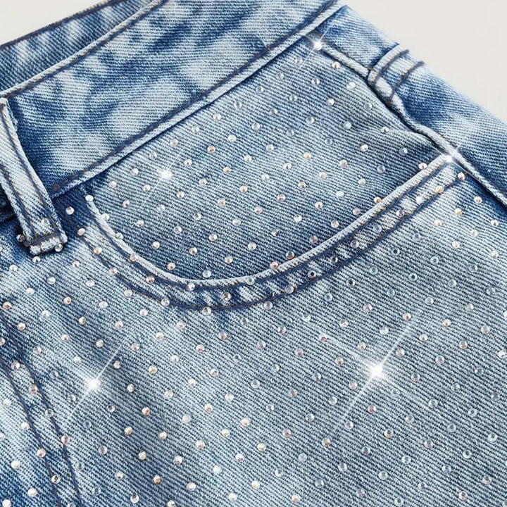 Women’s Rhinestone-Embellished Wide-Leg Jeans