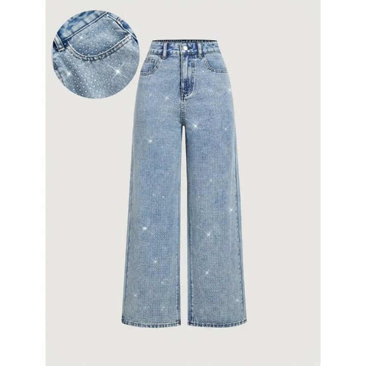 Women’s Rhinestone-Embellished Wide-Leg Jeans