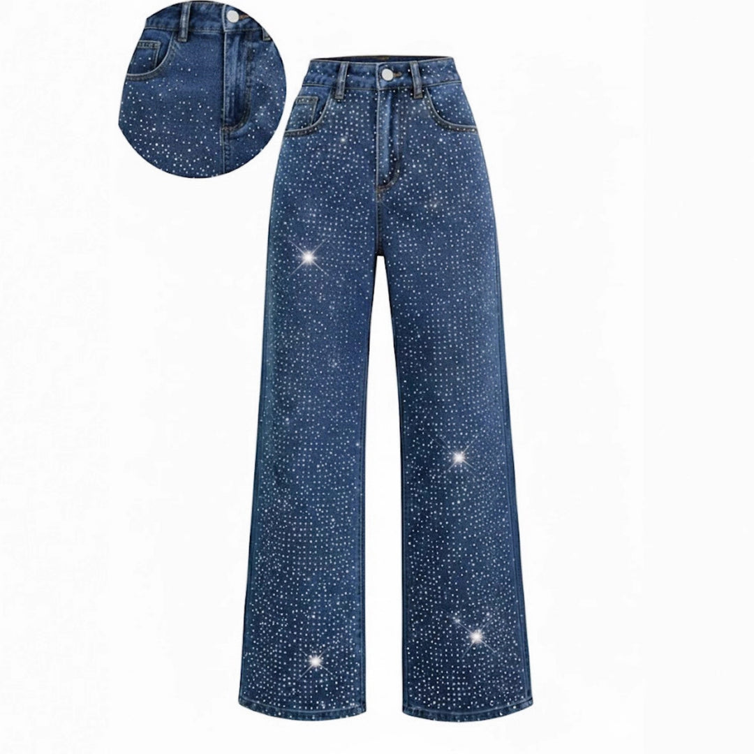 Women’s Rhinestone-Embellished Wide-Leg Jeans