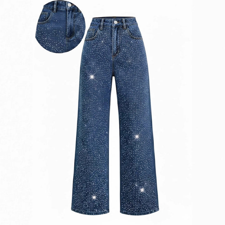 Women’s Rhinestone-Embellished Wide-Leg Jeans