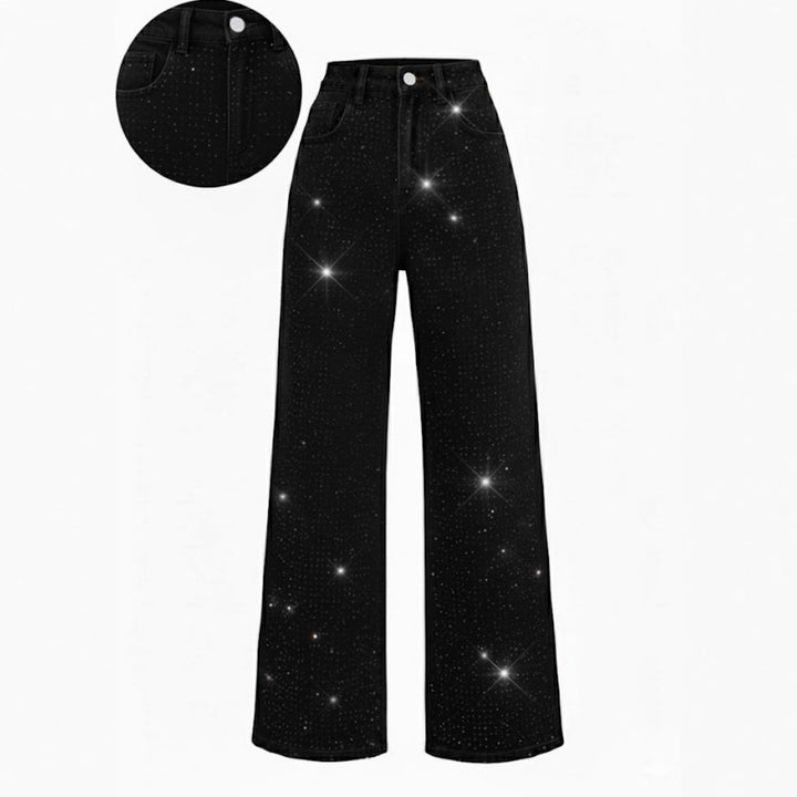 Women’s Rhinestone-Embellished Wide-Leg Jeans