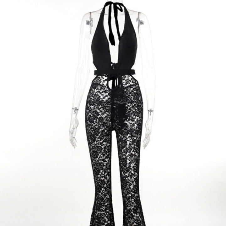 Seductive Lace Halter Jumpsuit