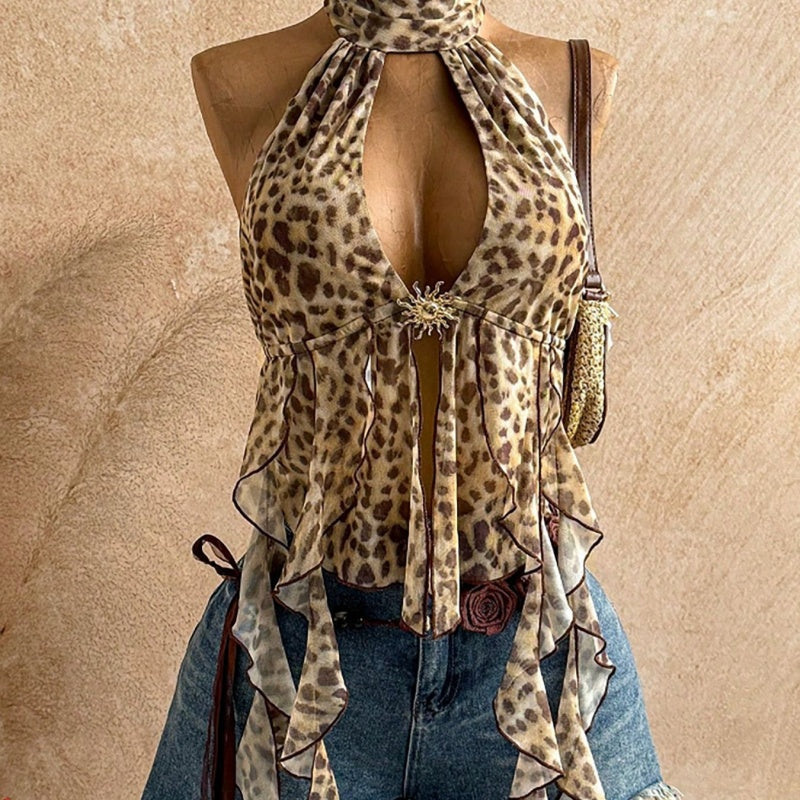 Bold Leopard Print Halter Top